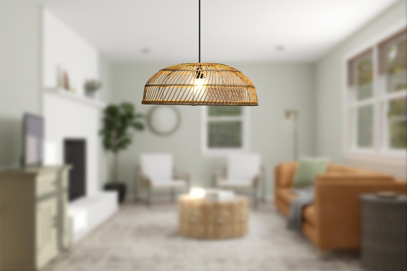 Rattan Dome Pendant Lamp - Artisan Living | ModishStore | Pendant Lamps