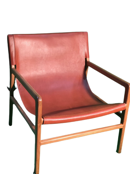 Lyon Leather Sling Arm Chair | ModishStore | Accent Chairs-6
