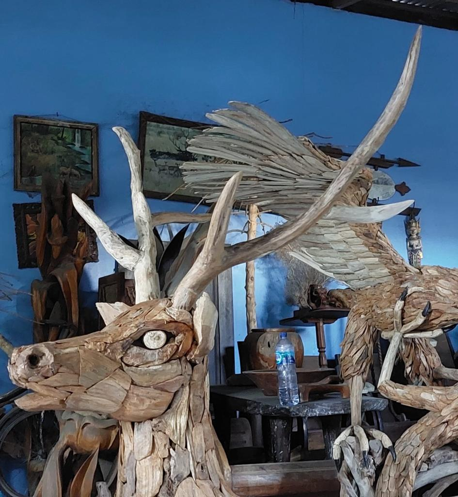 Driftwood Stag with Antlers Weatherproof Reclaimed Wood Garden Statue  from Artisan Living | Animals & Pets | Modishstore - 6