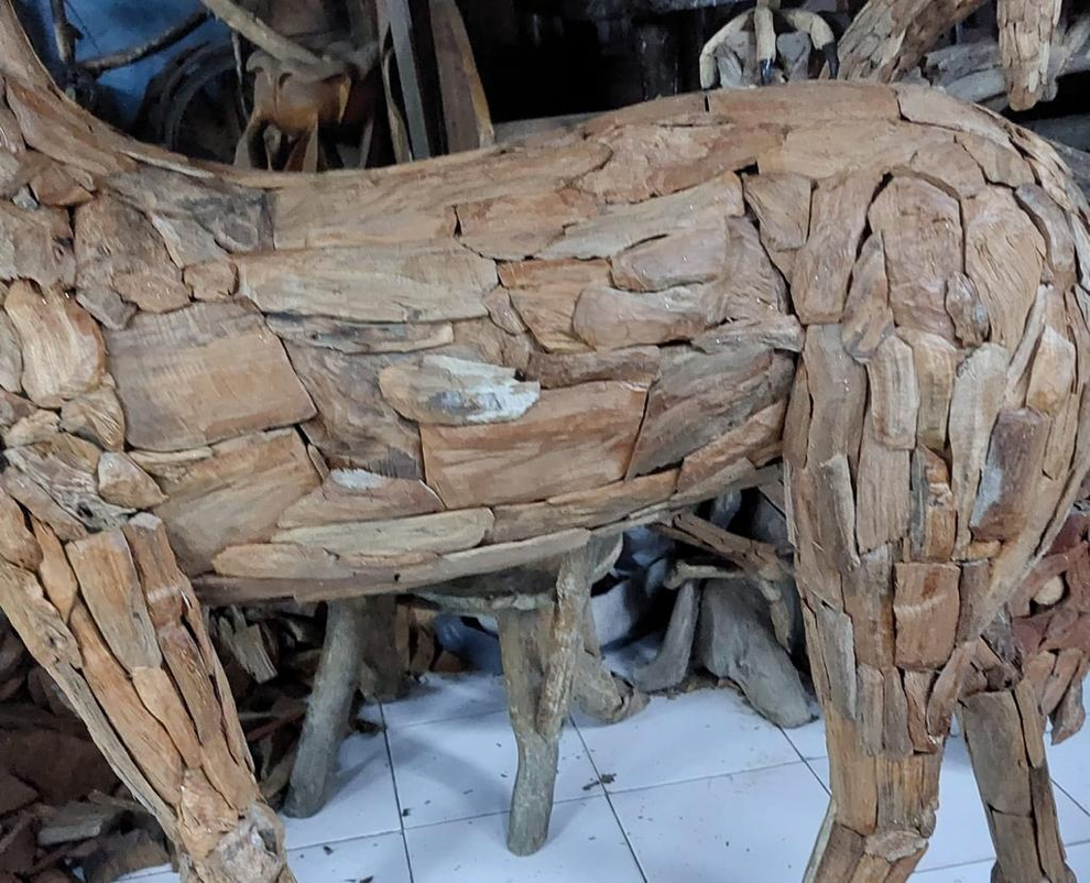 Driftwood Stag with Antlers Weatherproof Reclaimed Wood Garden Statue  from Artisan Living | Animals & Pets | Modishstore - 4