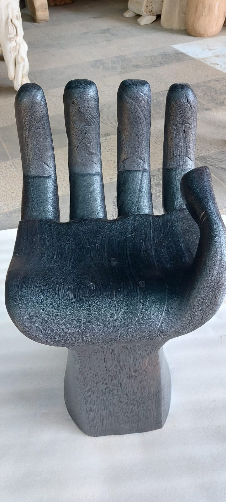 Black  Buddha Chair-Burnt Wood  Hand Shaped-Side Table /Occasional  Accent Chair | Accent Chairs | Modishstore-5