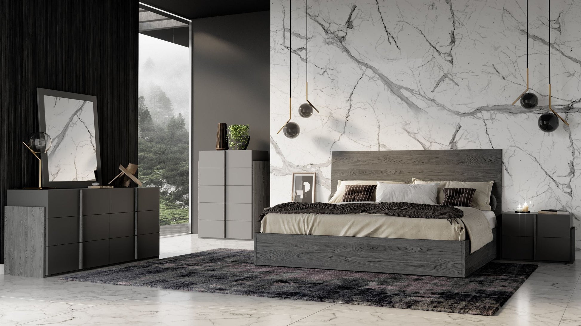 Nova Domus Lucia - Italian Modern Matte Grey / Elm Grey Bedroom Set | Modishstore | Bedroom Sets