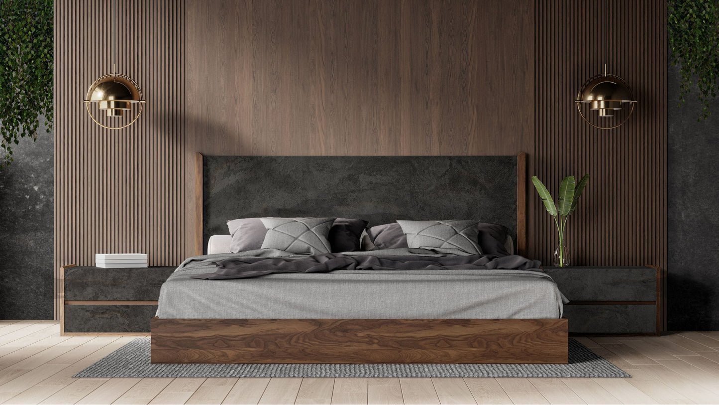 Nova Domus Rado - Modern Walnut & Volcanic Slate Bed | Beds | Modishstore - 2