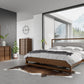 Nova Domus Falcor - Modern Grey Fabric & Walnut Veneer Bed | Modishstore | Beds