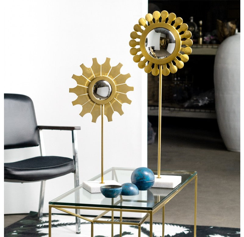 Flower Mirror Sculpture, 'Daisy', 32"H by Gold Leaf Design Group | Sculptures | Modishstore - 2