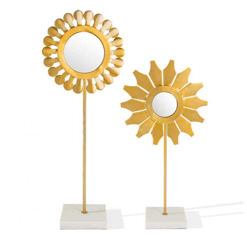 Flower Mirror Sculpture, 'Daisy', 32"H by Gold Leaf Design Group | Sculptures | Modishstore-7