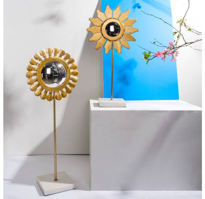 Flower Mirror Sculpture, 'Sunflower', 24"H by Gold Leaf Design Group | Sculptures | Modishstore-3