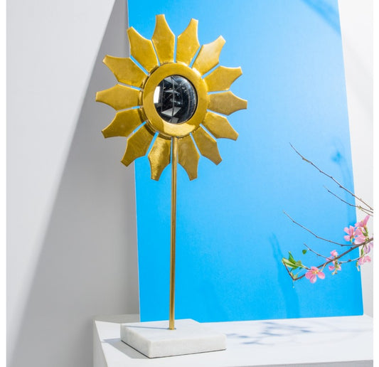 Flower Mirror Sculpture, 'Sunflower', 24"H by Gold Leaf Design Group | Sculptures | Modishstore