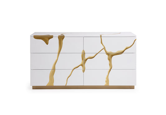 Modrest Aspen Modern White & Gold Dresser | Dresser | Modishstore