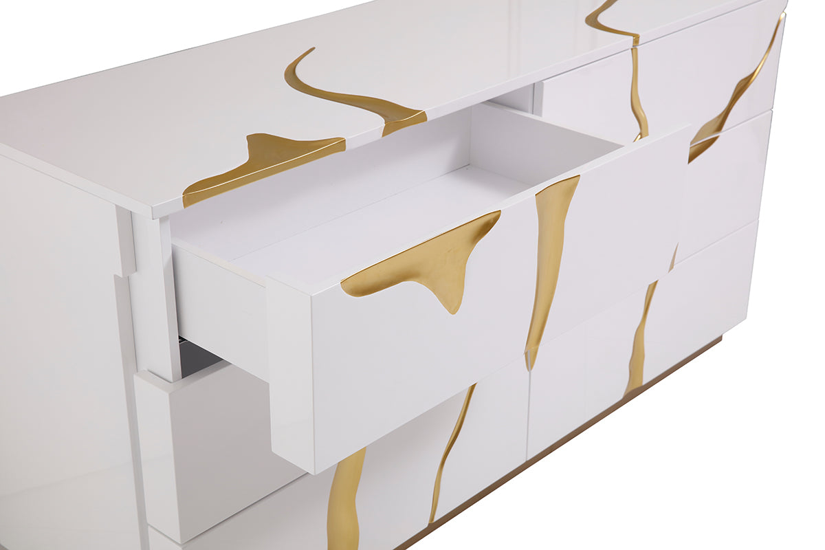 Modrest Aspen Modern White & Gold Dresser | Dresser | Modishstore - 4