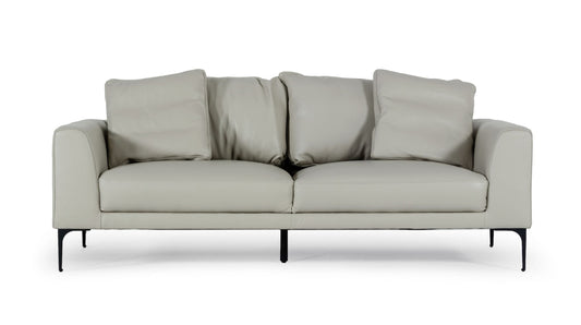 Divani Casa Jacoba - Modern Light Grey Leather Sofa | Sofas | Modishstore