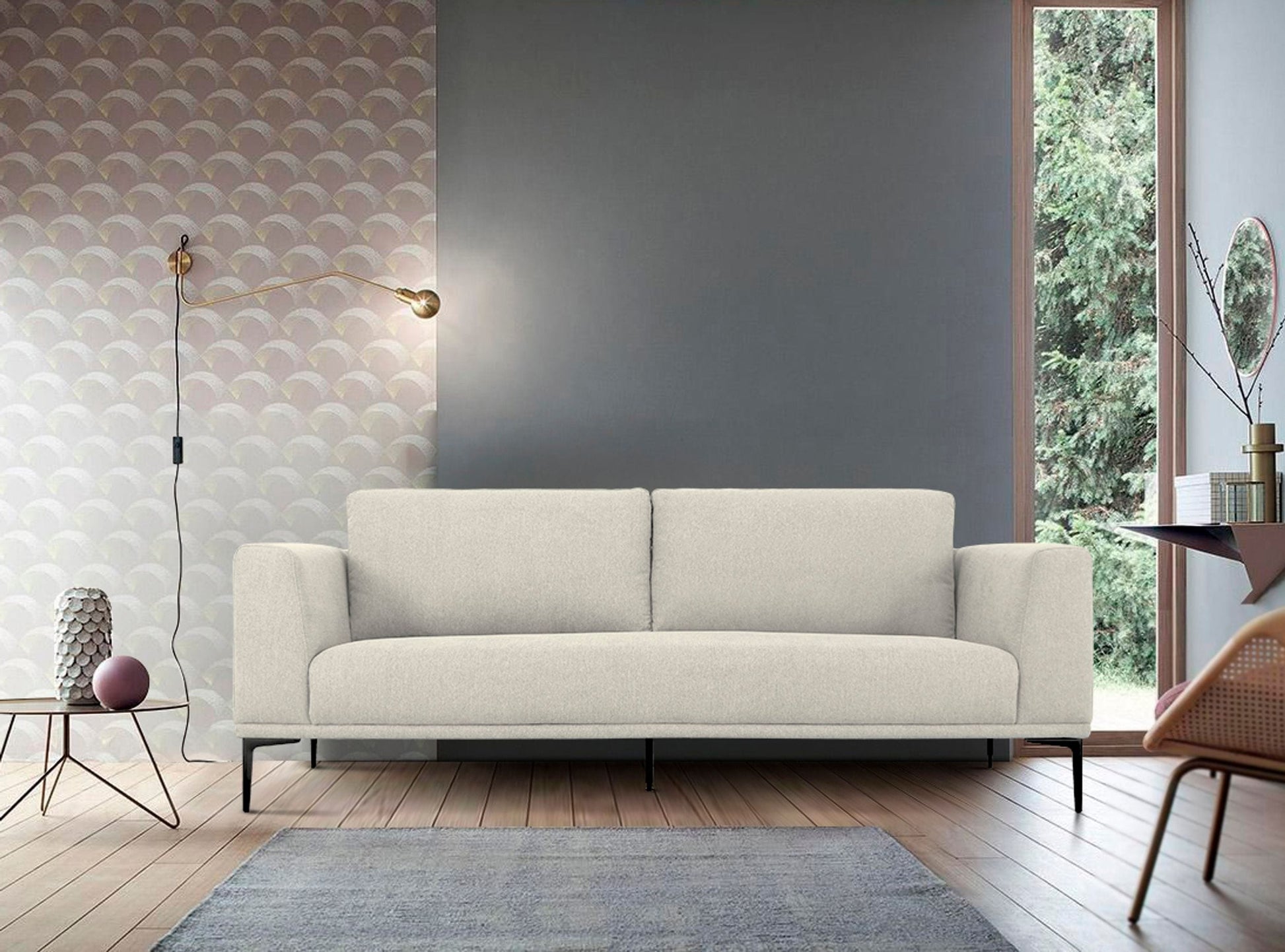 Divani Casa Jada - Modern Light Beige Fabric Sofa-2