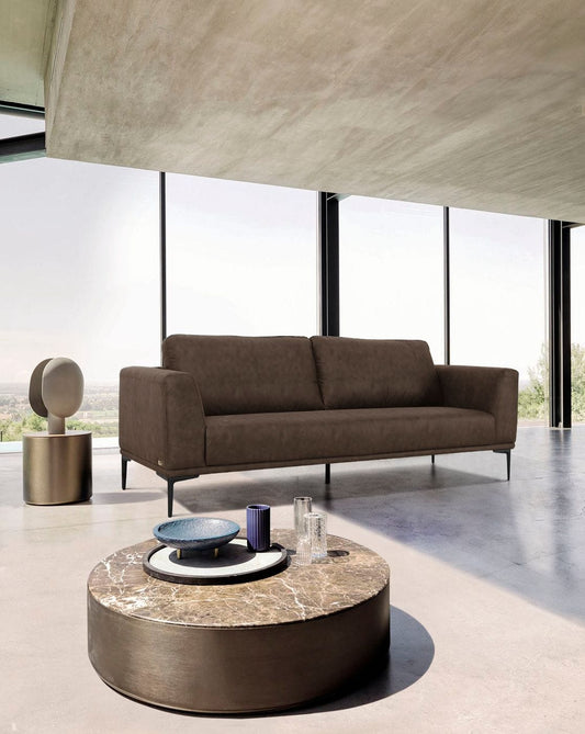 Divani Casa Jada - Modern Brown Fabric Sofa | Modishstore | Loveseats
