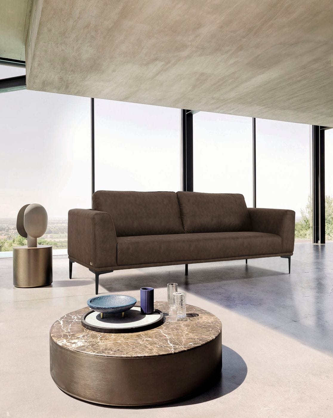 Divani Casa Jada - Modern Brown Fabric Sofa-2
