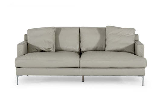 Divani Casa Janina - Modern Light Grey Leather Sofa | Modishstore | Sofas