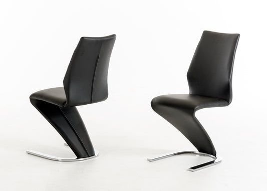 Vigfurniture Penn Modern Black Leatherette Dining Chair (Set of 2) | Modishstore | Dining Chairs