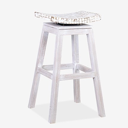 Cordova Coconut Shell Counter Stool w/ Coconut Top-White Wash by Jeffan | Counter Stools | Modishstore - 2