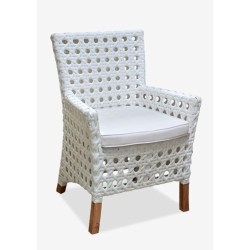 Derby Polystrap Milky Arm Chair W/ Sunbrella Cushion-Outdoor by Jeffan | Armchairs | Modishstore - 7