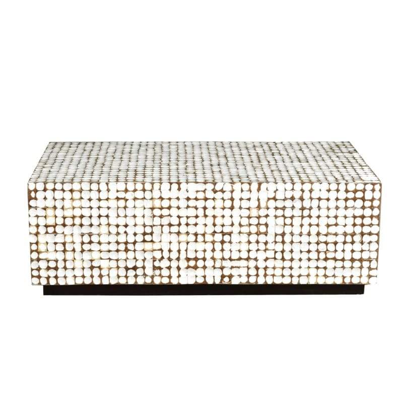 New Hampton Coconut Shell Cocktail Table - White Patina by Jeffan | Bar Tables | Modishstore