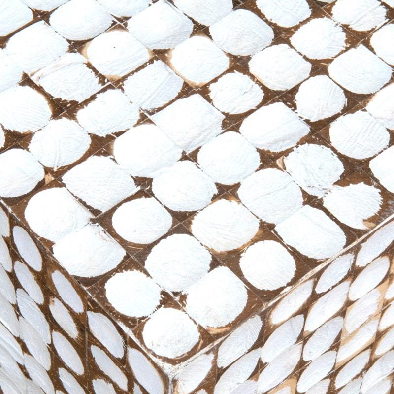 New Hampton Coconut Shell Cocktail Table - White Patina by Jeffan | Bar Tables | Modishstore - 2