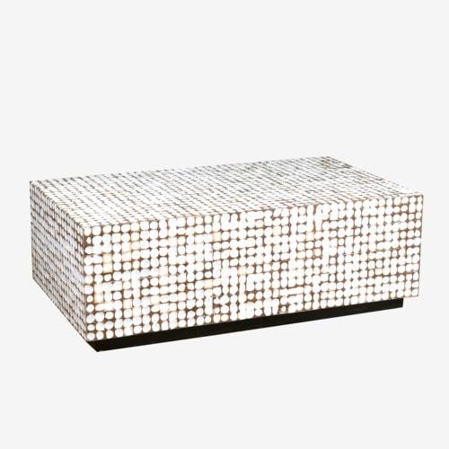 New Hampton Coconut Shell Cocktail Table - White Patina by Jeffan | Bar Tables | Modishstore - 4