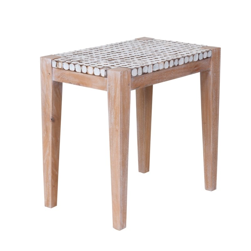 New Hampton nesting side table w/ cocomosaic accent set of 3-White Patina | Side Tables | Modishstore - 4