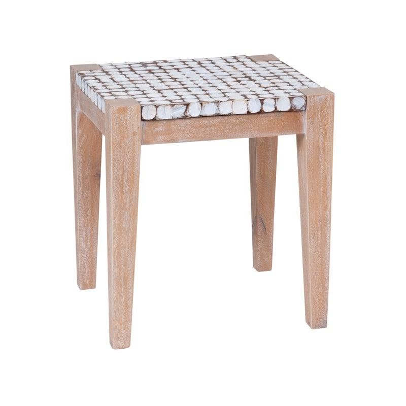 New Hampton nesting side table w/ cocomosaic accent set of 3-White Patina | Side Tables | Modishstore - 5