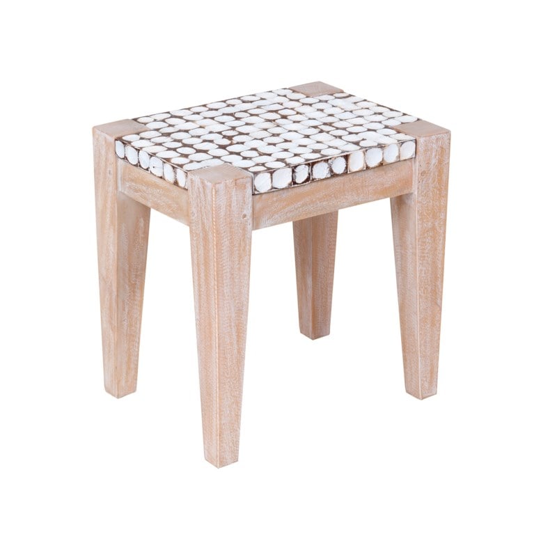 New Hampton nesting side table w/ cocomosaic accent set of 3-White Patina | Side Tables | Modishstore - 6