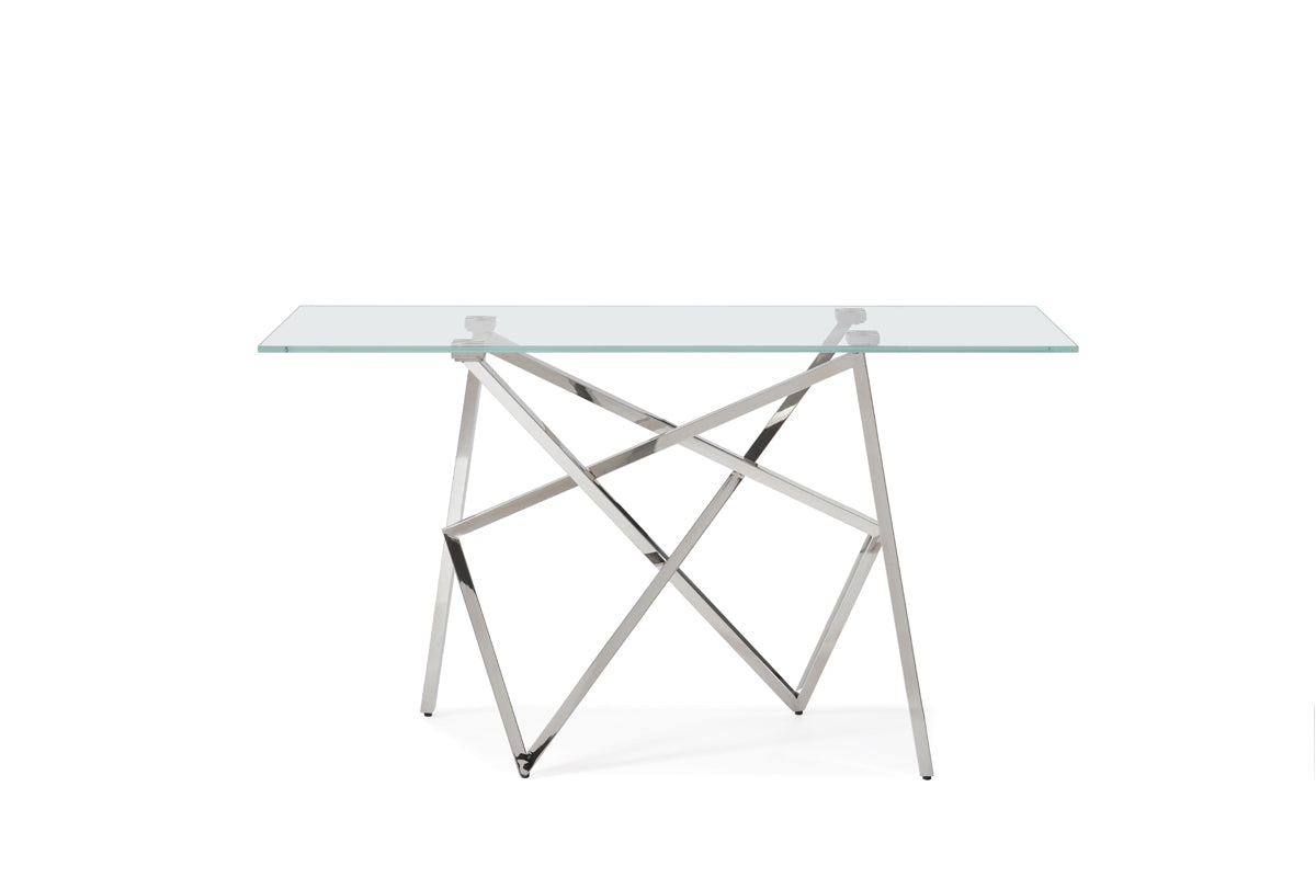 Modrest Hawkins Modern Glass & Stainless Steel Console Table-3