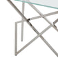 Modrest Hawkins Modern Glass & Stainless Steel Console Table-4
