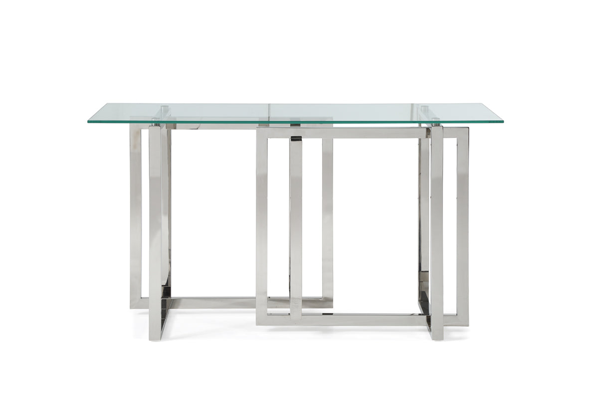 Modrest Valiant Modern Glass & Stainless Steel Console Table-2