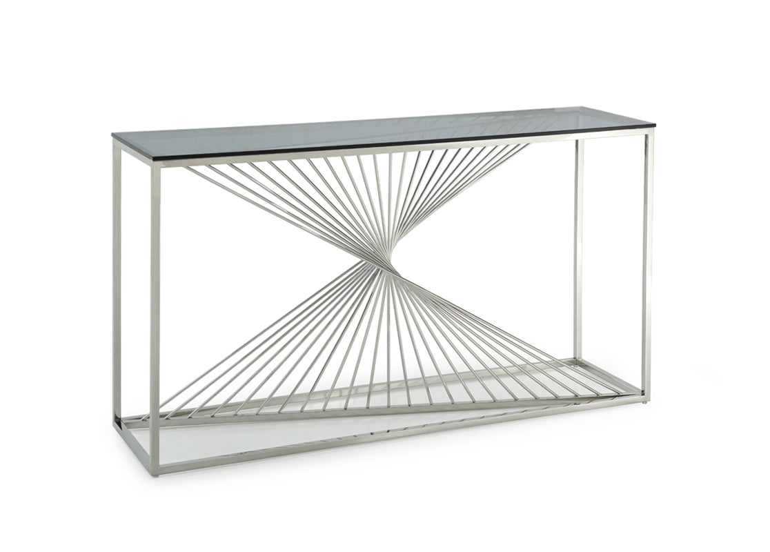 Modrest Trinity Modern Glass & Stainless Steel Console Table | Console Tables | Modishstore - 2