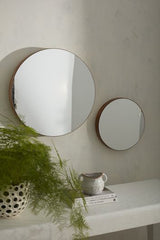 Kalista Round Mirror With Wood Frame-2 sizes By Accent Decor