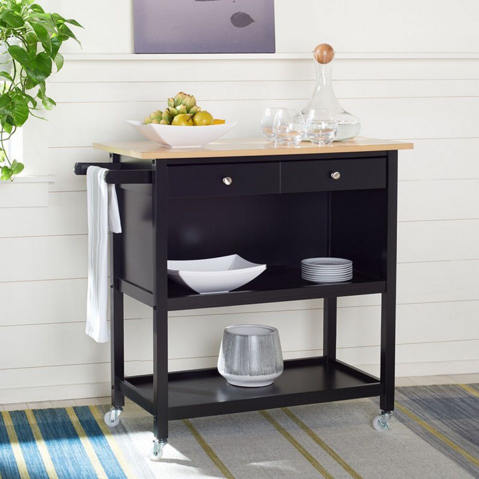 Safavieh Daley 2 Drawer 2 Shelf Kitchen Cart | Bar Carts | Modishstore - 2