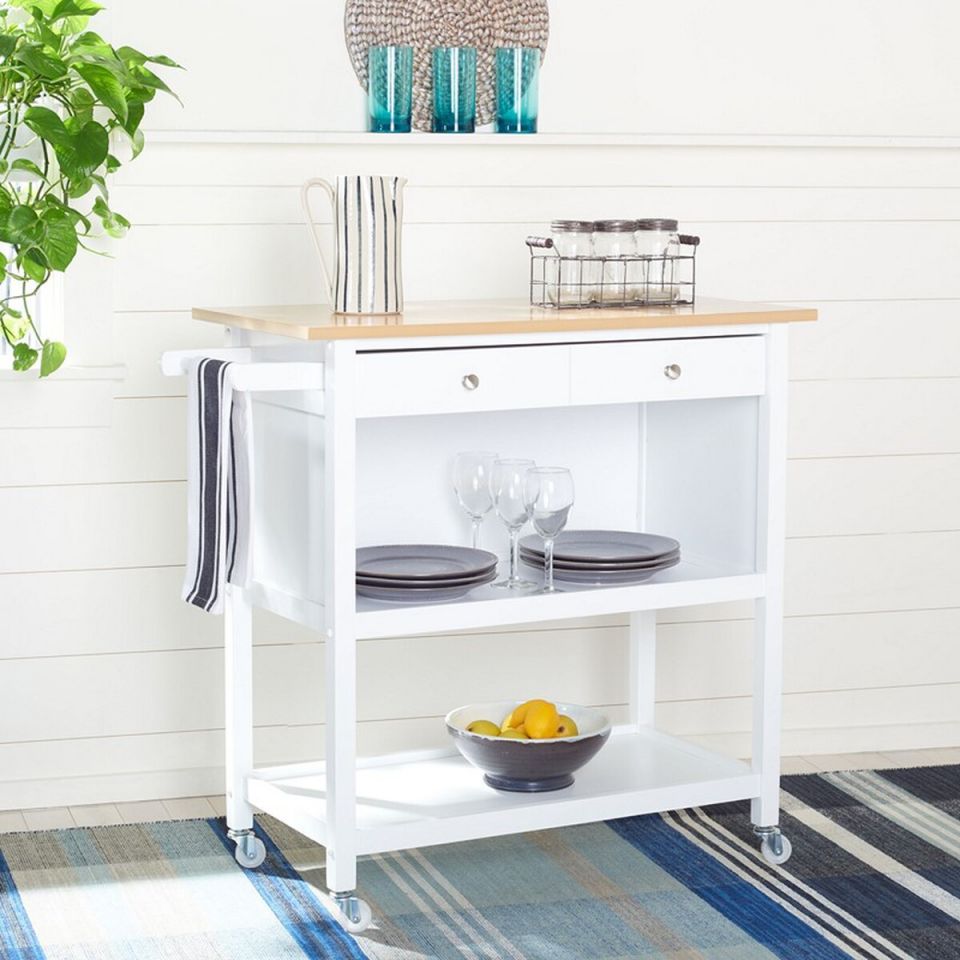 Safavieh Daley 2 Drawer 2 Shelf Kitchen Cart | Bar Carts | Modishstore - 6
