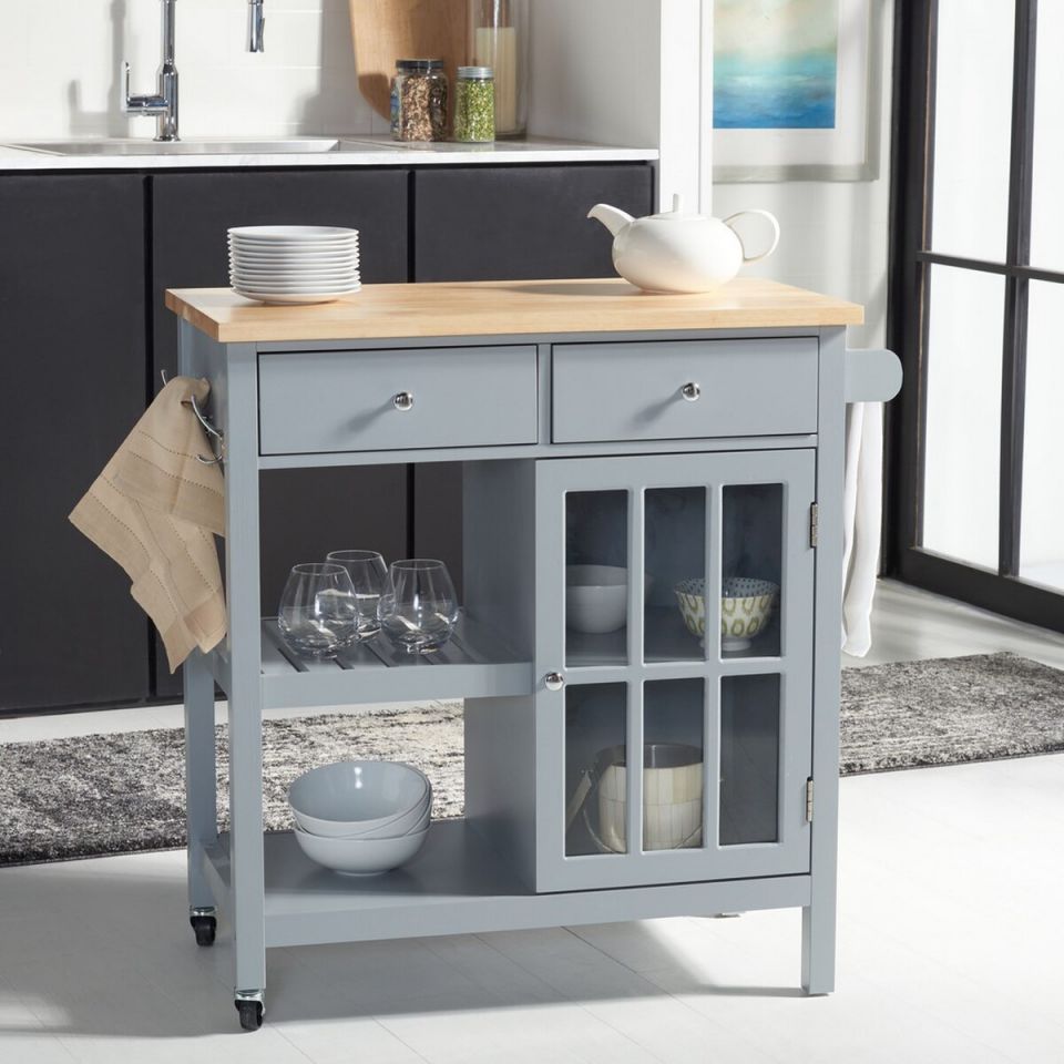 Safavieh Locklyn 1 Door 2 Drawer 2 Shelf Kitchen Cart | Bar Carts | Modishstore - 2