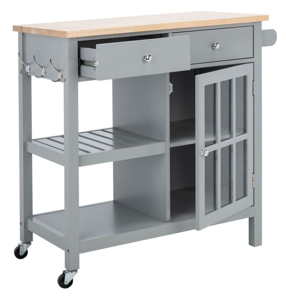 Safavieh Locklyn 1 Door 2 Drawer 2 Shelf Kitchen Cart | TV Tray Tables |  Modishstore  - 3