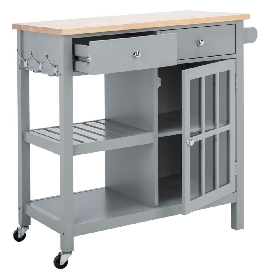 Safavieh Locklyn 1 Door 2 Drawer 2 Shelf Kitchen Cart | Bar Carts | Modishstore - 3