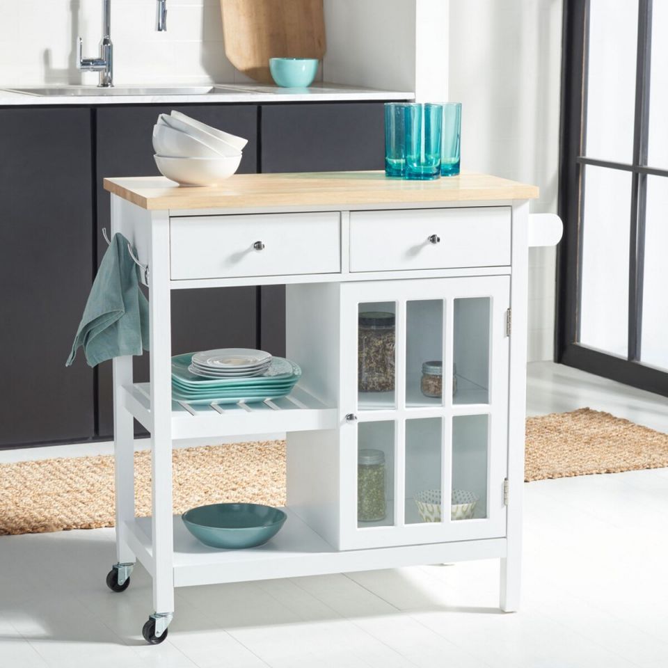 Safavieh Locklyn 1 Door 2 Drawer 2 Shelf Kitchen Cart | Bar Carts | Modishstore - 6
