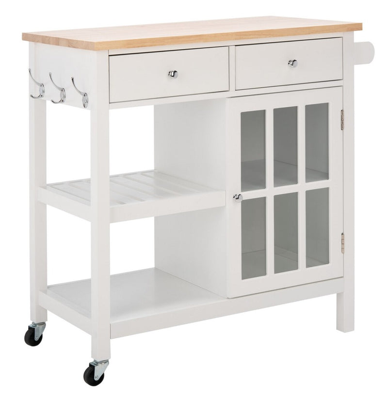 Safavieh Locklyn 1 Door 2 Drawer 2 Shelf Kitchen Cart | Bar Carts | Modishstore - 5