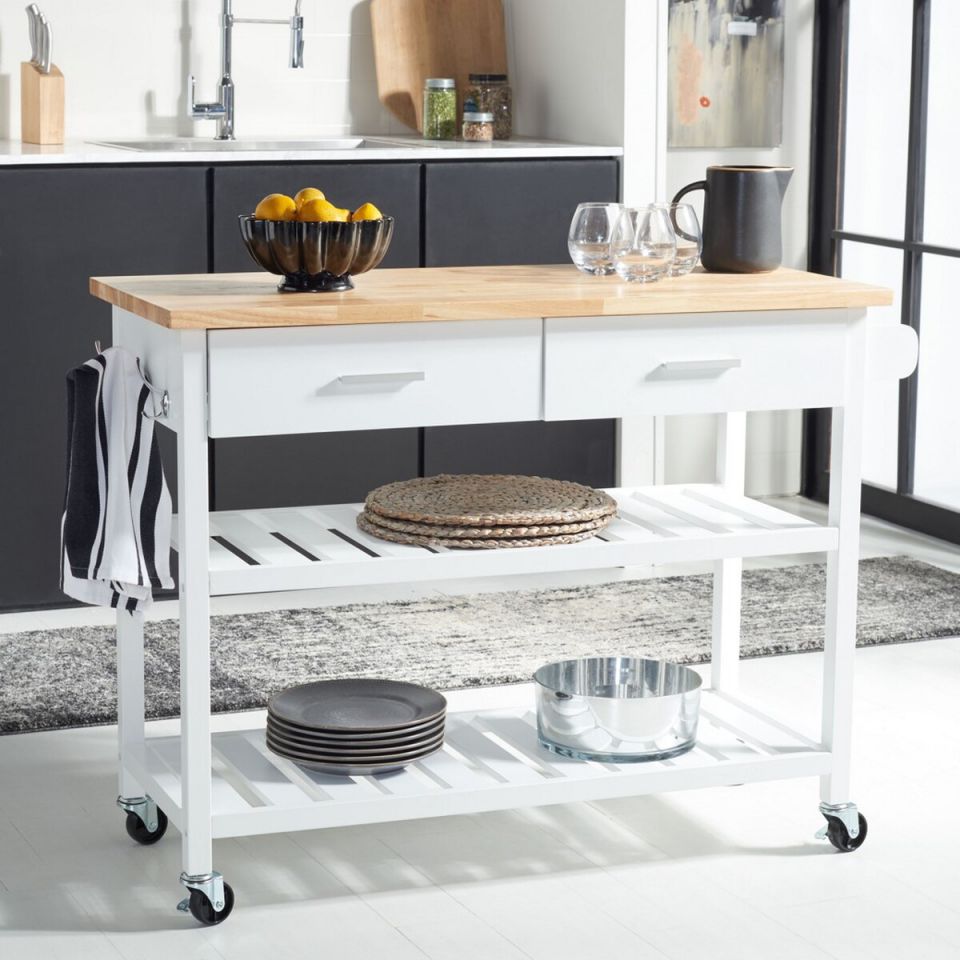 Safavieh Kiko 2 Drawer 2 Shelf Kitchen Cart | Bar Carts | Modishstore - 2