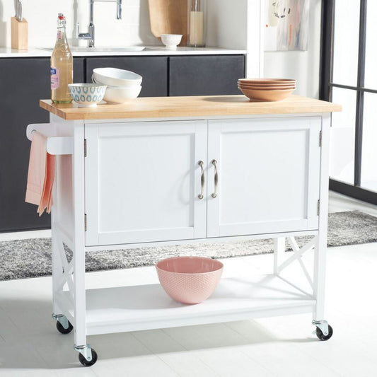 Safavieh Kesler 2 Door 1 Shelf Kitchen Cart | TV Tray Tables |  Modishstore  - 2