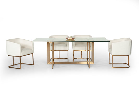 Modrest Keaton Modern Glass & Brass Dining Table | Dining Tables | Modishstore