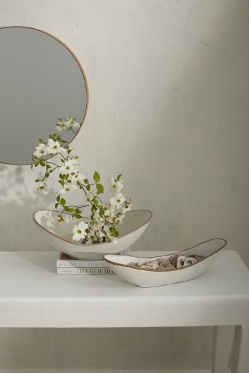 Kelyfos White Flower Bowl/ Serving Bowl by Accent Decor | Decorative Bowls | Modishstore - 1