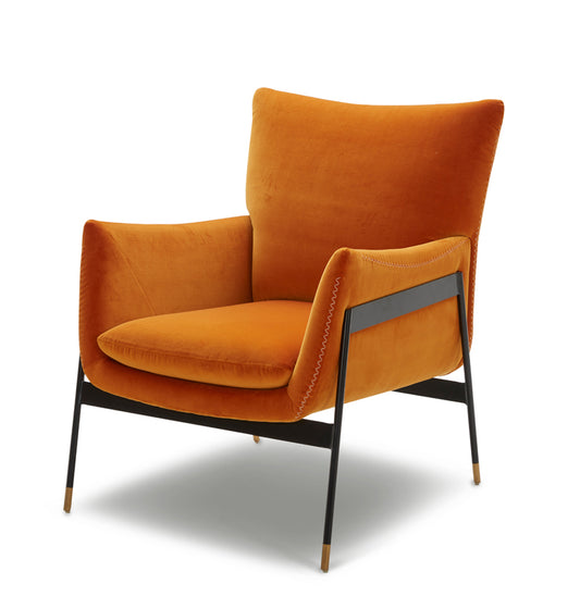 Divani Casa Joseph Modern Orange Fabric Accent Chair | Modishstore | Lounge Chairs