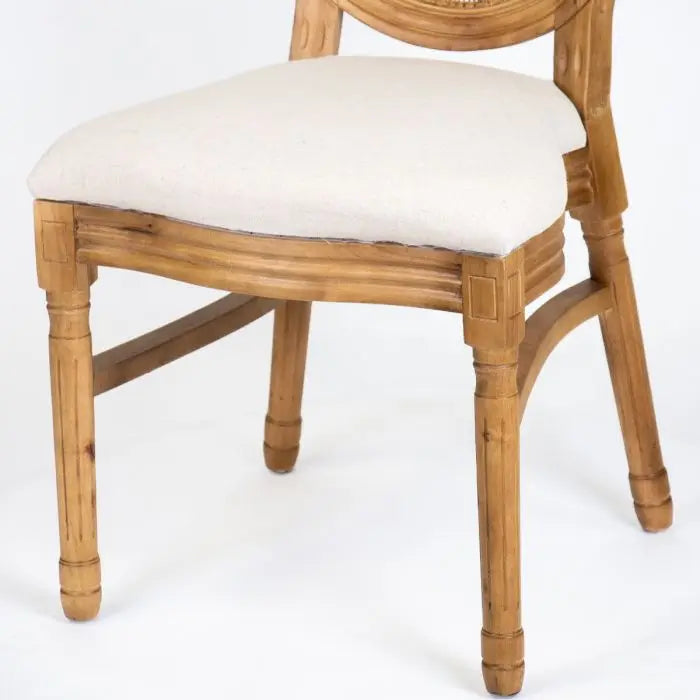 King Louis Chair, Natural with Rattan Back