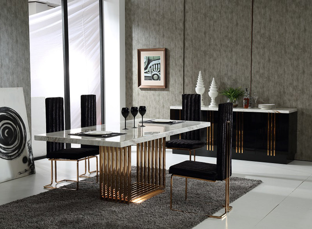 Modrest Kingsley Modern Marble & Rosegold Dining Table | Dining Tables | Modishstore
