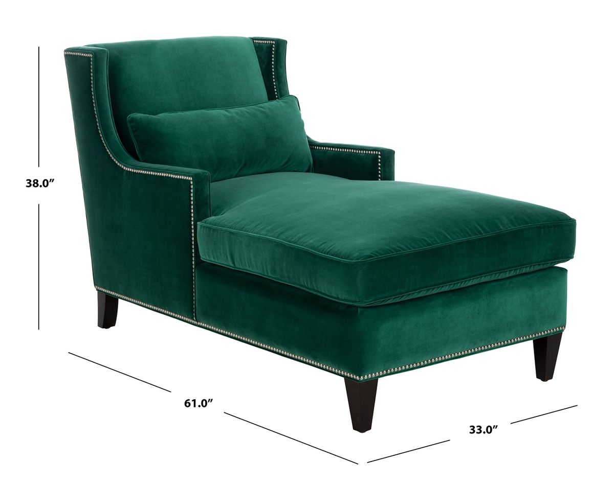 Safavieh Vitali Studded Chaise - Hunter Green | Lounge Chairs | Modishstore - 4
