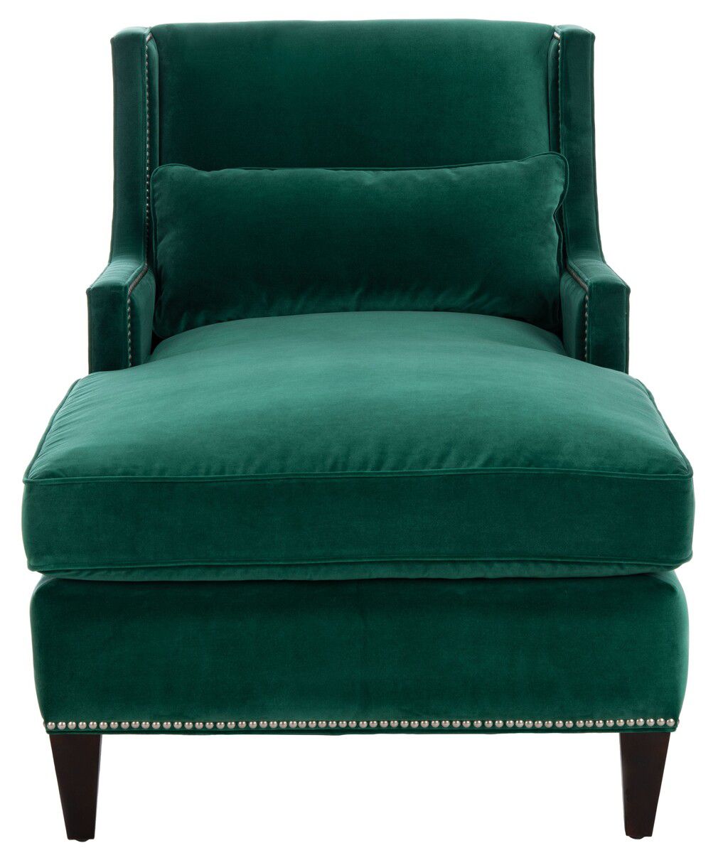 Safavieh Vitali Studded Chaise - Hunter Green | Lounge Chairs | Modishstore - 3