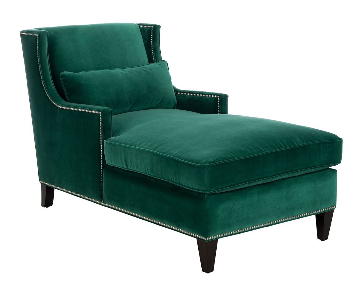 Safavieh Vitali Studded Chaise - Hunter Green | Lounge Chairs | Modishstore - 2